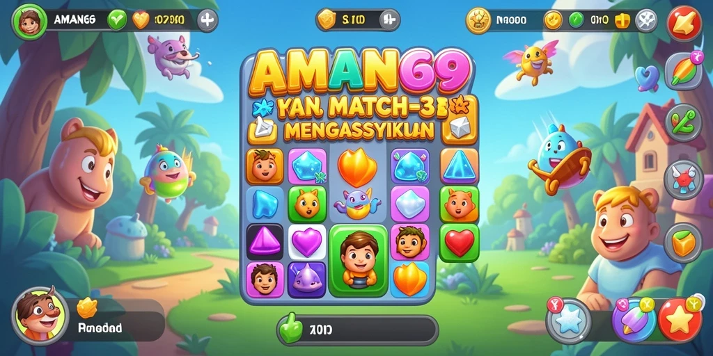 Tampilan gameplay seru dari AMAN69 dengan tantangan Match-3.