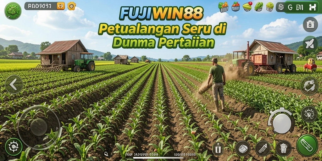 Screenshot gameplay FUJIWIN88 menampilkan kebun yang indah dan berwarna-warni.