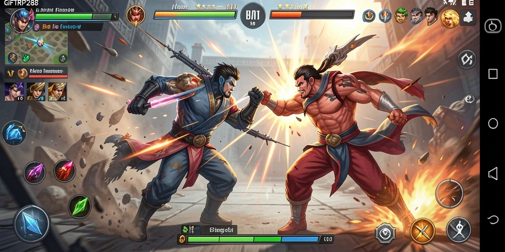 Screenshot menunjukkan pertandingan seru dalam game Fighting GIFTRP288.