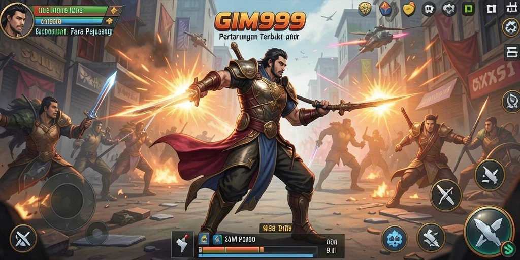 Screenshot GIM999 menampilkan momen aksi sengit dari pertarungan.