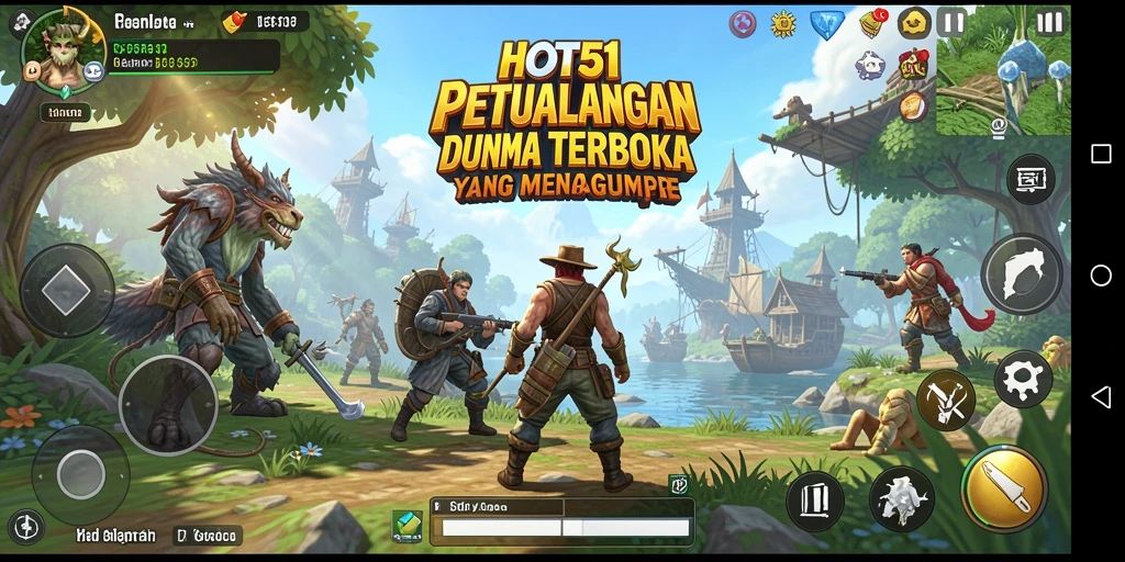 Screenshot menunjukkan karakter menjelajahi dunia terbuka HOT51 yang menakjubkan.