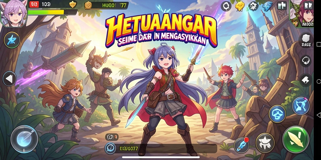 Screenshot HUGO77 menampilkan gameplay aksi anime yang mendebarkan.