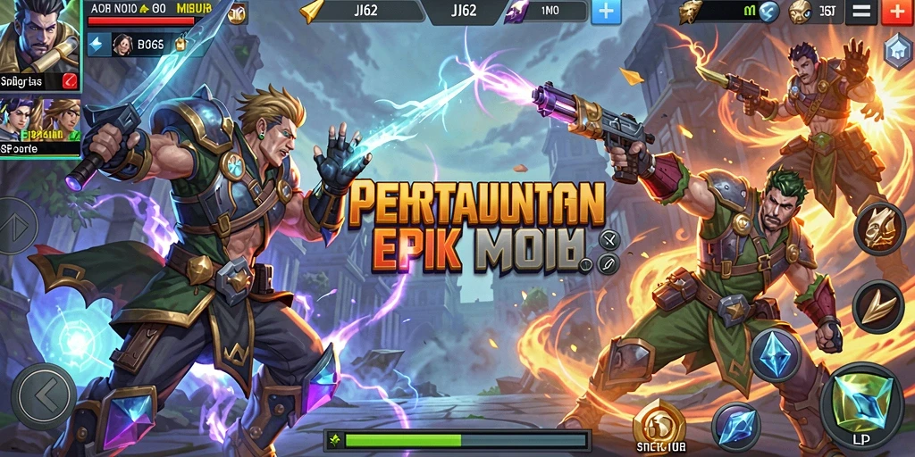 Tampilan gameplay seru dalam game MOBA JJ62.