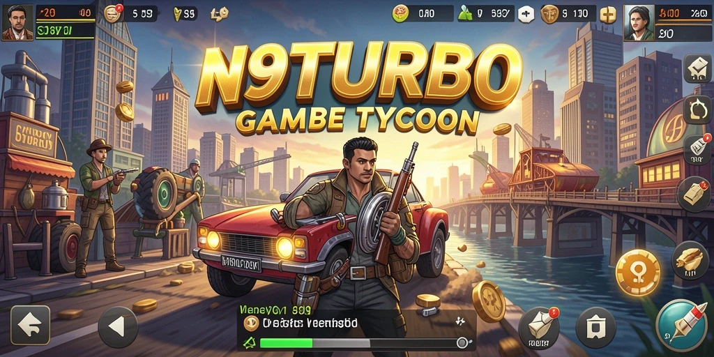 Screenshot utama N9TURBO dengan gameplay Tycoon yang seru.