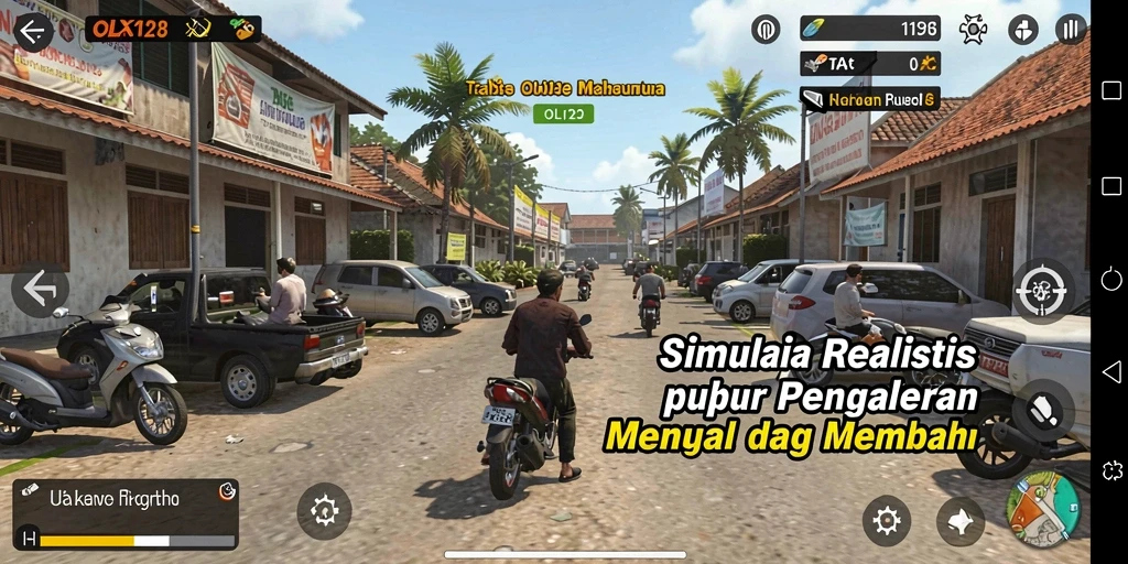 Screenshot dari gameplay OLX128 yang menunjukkan transaksi jual beli.