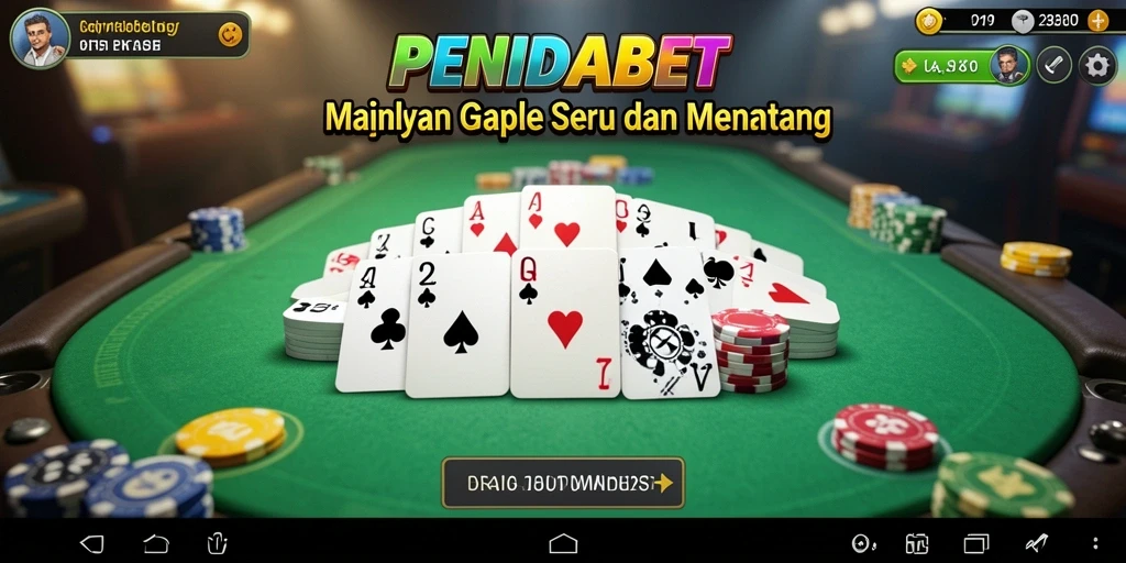 Screenshot utama PENIDABET menampilkan gameplay Gaple yang asyik.