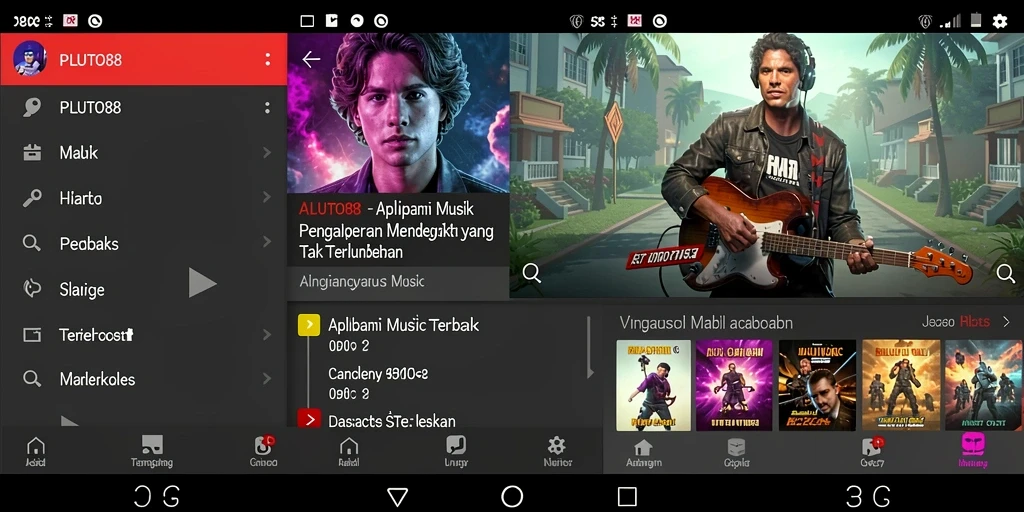 Tampilan gameplay PLUTO88 menampilkan interaksi menarik antara pengguna dan musik.