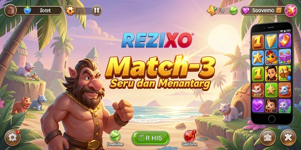 Tampilan gameplay seru REZIXO dalam aksi Match-3.