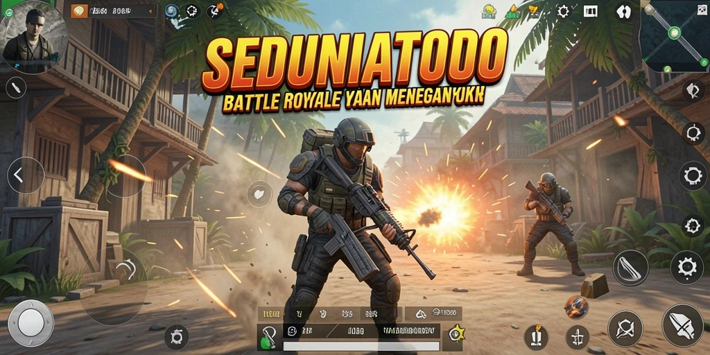 Tampilan gameplay <strong>SEDUNIATOTO</strong> dalam pertempuran Battle Royale.