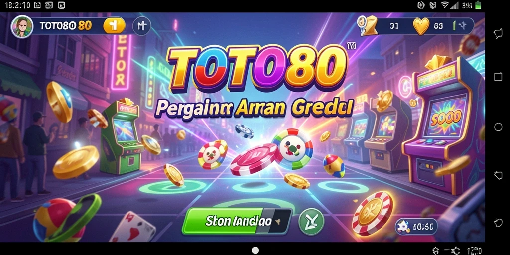 Screenshot utama TOTO80 menampilkan aksi seru di dalam gameplay Arcade.