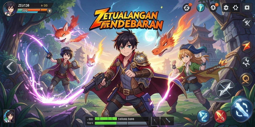Tampilan gameplay menyenangkan dari ZEUS138 dengan karakter Anime yang beragam.